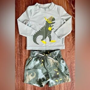 Carter’s Scuba Dinosaur Swim Trunk & Rashguard Set Size 12 Months